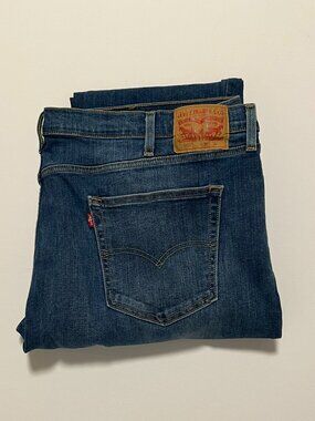 Levi's 502 Jeans Medium Wash Straight Leg Casual Denim Blue Men's size 46x32